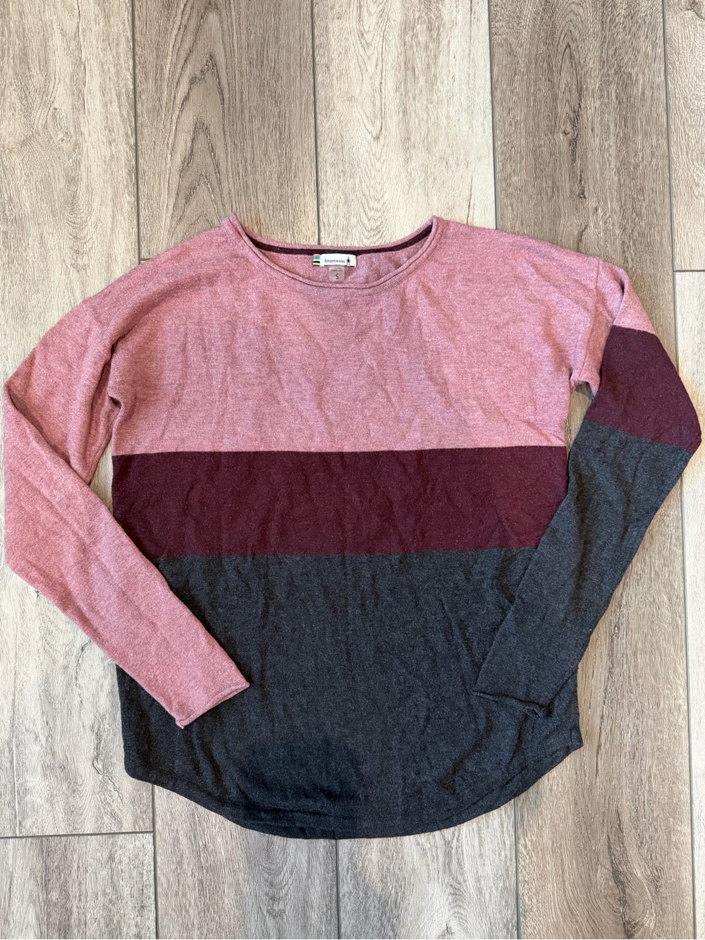 Smartwool- Shadow Pine Crew Long-Sleeve Top - Pink, Burgundy & Charcoal